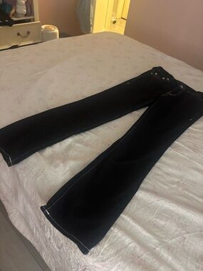 True Religion Black Flare Jeans with Contrast Stitching